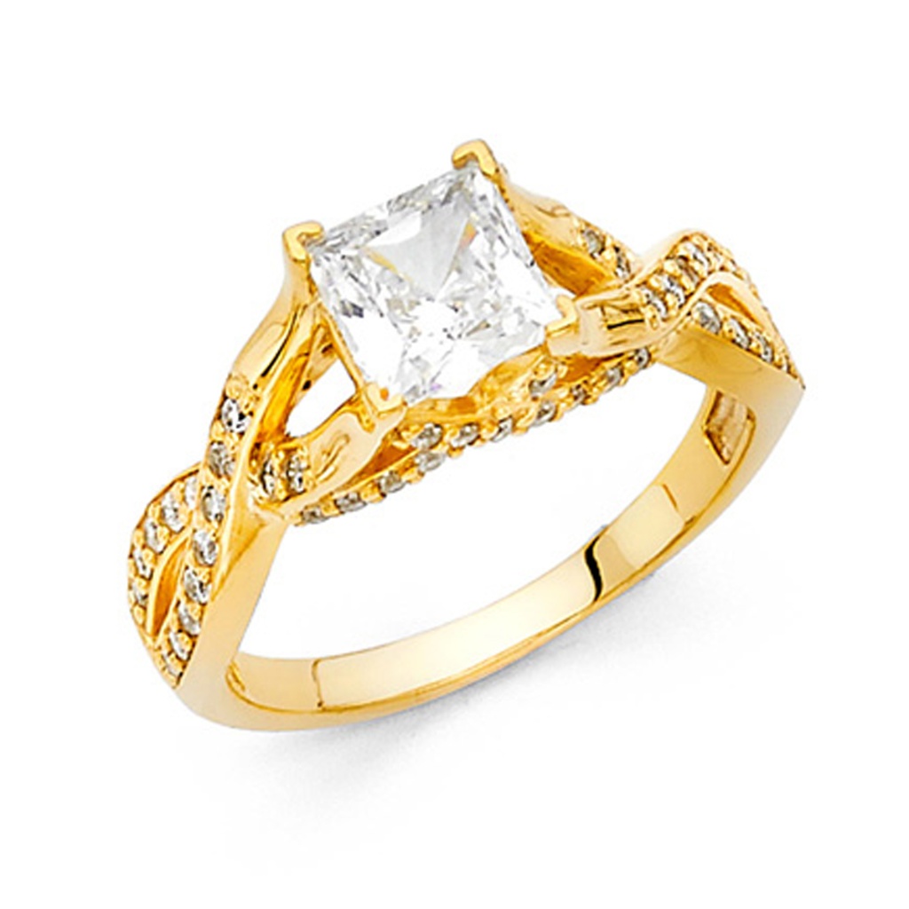 Woven Trellis 1-Ct Princess-Cut Cz Engagement Ring